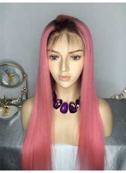 2-3 days  Full lace wig pre plucked hair line baby hair 100% human hair 8A + quality straight ombre 1b/pink